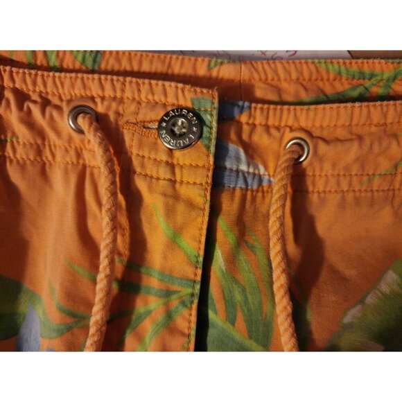 Lauren Ralph Lauren Floral Capris Pants 12 Orage Cotton Beach Drawstring 90s - Picture 16 of 16
